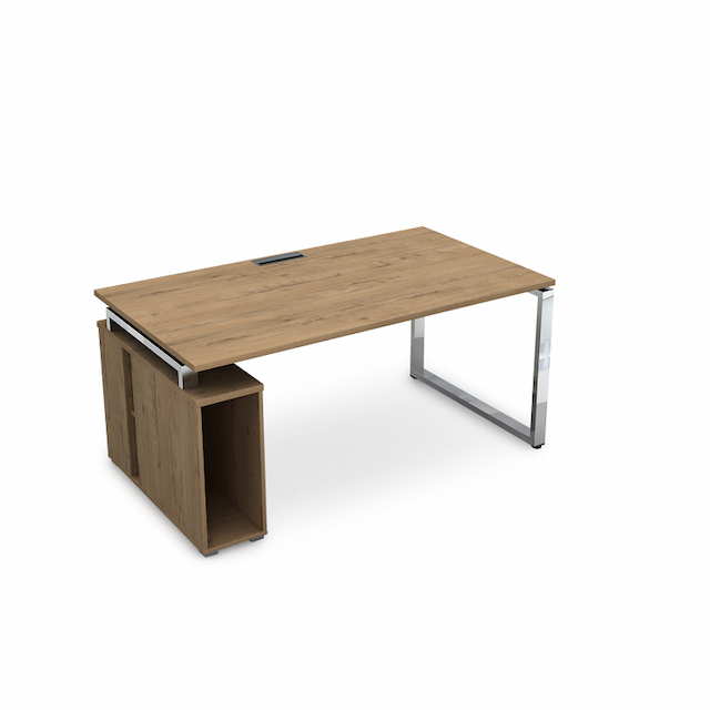 Стол с тумбой под системный блок АЛСАВ Gloss line НССБ-О.994 teakwood/металл глянец