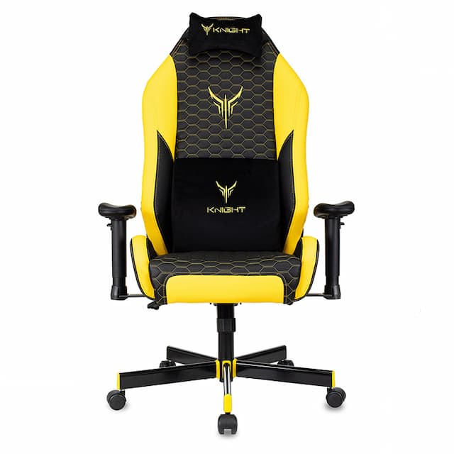 Кресло игровое Knight Neon черный/желтый соты эко.кожа с подголов. крестов. металл