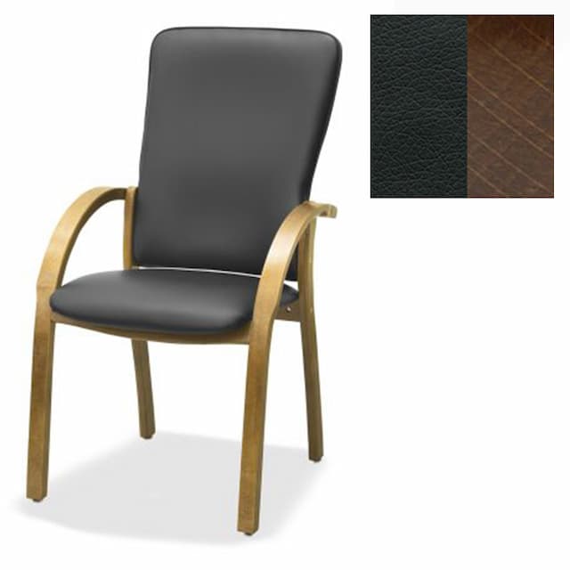 Стул Юнитекс Джуно комфорт экокожа премиум черная CN1114/дерево-орех