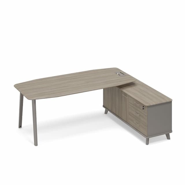 Стол руководителя с опорной тумбой правый (тип 2) Юнитекс ТМ М1 112 МП ВЛ ВЛ мокко премиум (корпус) / вяз либерти (столешница, топ, фасад)