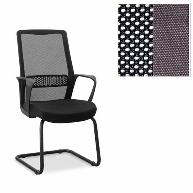 Кресло посетителя Юнитекс Space S на раме сетка/ткань Bahama черная/серая