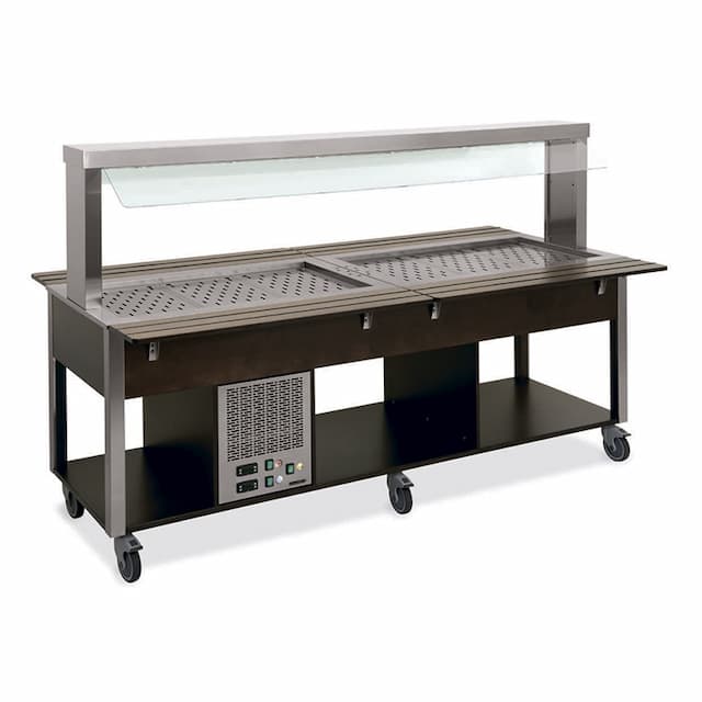 Стол Шведский комбинированный (защитное стекло статичное) MetalCarrelli 6920.5F3-R (дуб) 